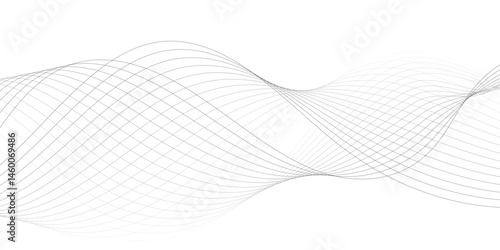 Digital futuristic technology concept banner background. Wave business curve lines on transparent background. Abstract wavy ocean line and future technology, business, voice, sound, music, poster