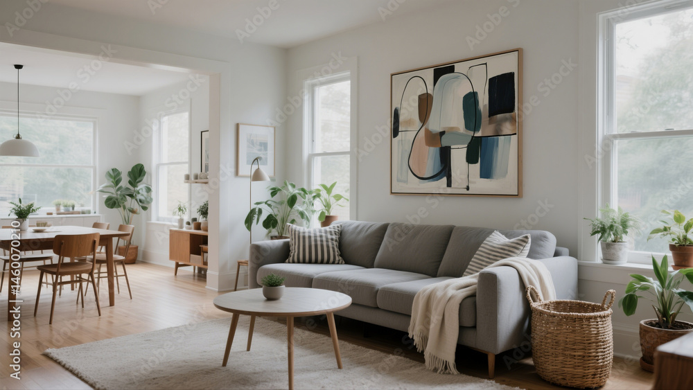 Cozy Minimalist Living Room Design Modern Space with Sofa and Art Cozy Minimalist Living Room Design Modern Space with Sofa and Art