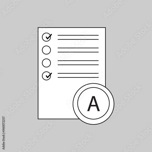 Test result paper outline icon. Test paper, exam, or survey concept illustration. Exam line icon, outline vector sign, linear style pictogram isolated on grey background. Eps file 31.