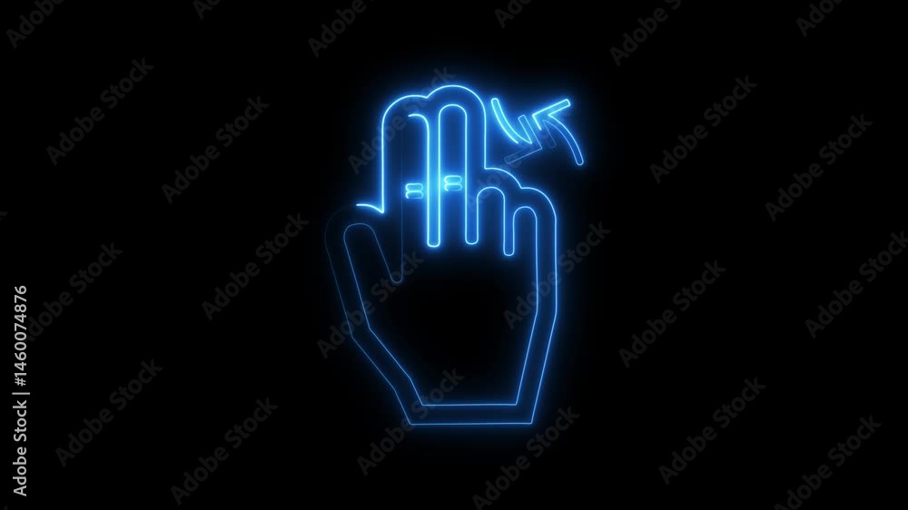 Two finger swipe neon style hand gesture motion graphics element Two finger swipe neon style hand gesture motion graphics element