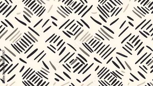 Abstract Geometric Pattern with Beige Black and Gray Squares and Lines