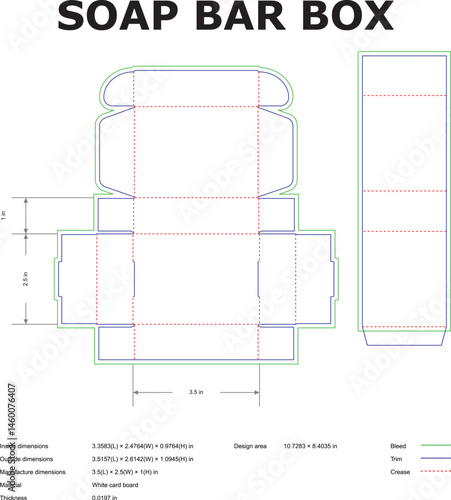 Soap Bar Box Packaging Die Cut Template With Dimensions And Crease Lines