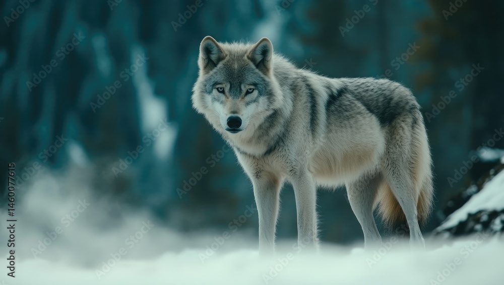 Obraz premium Gray wolf in snowy forest