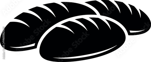 Two Simple Black and White Loaves of Bread Graphic Illustration