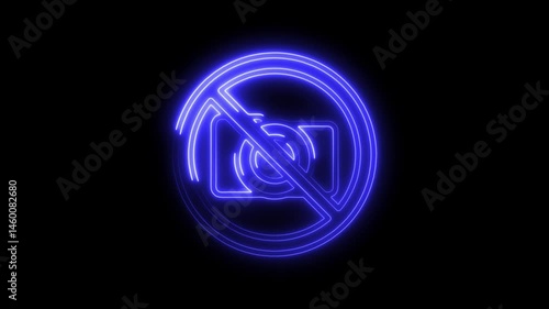 Wallpaper Mural Neon glowing no camera symbol animation on a black background prohibited photography area Torontodigital.ca