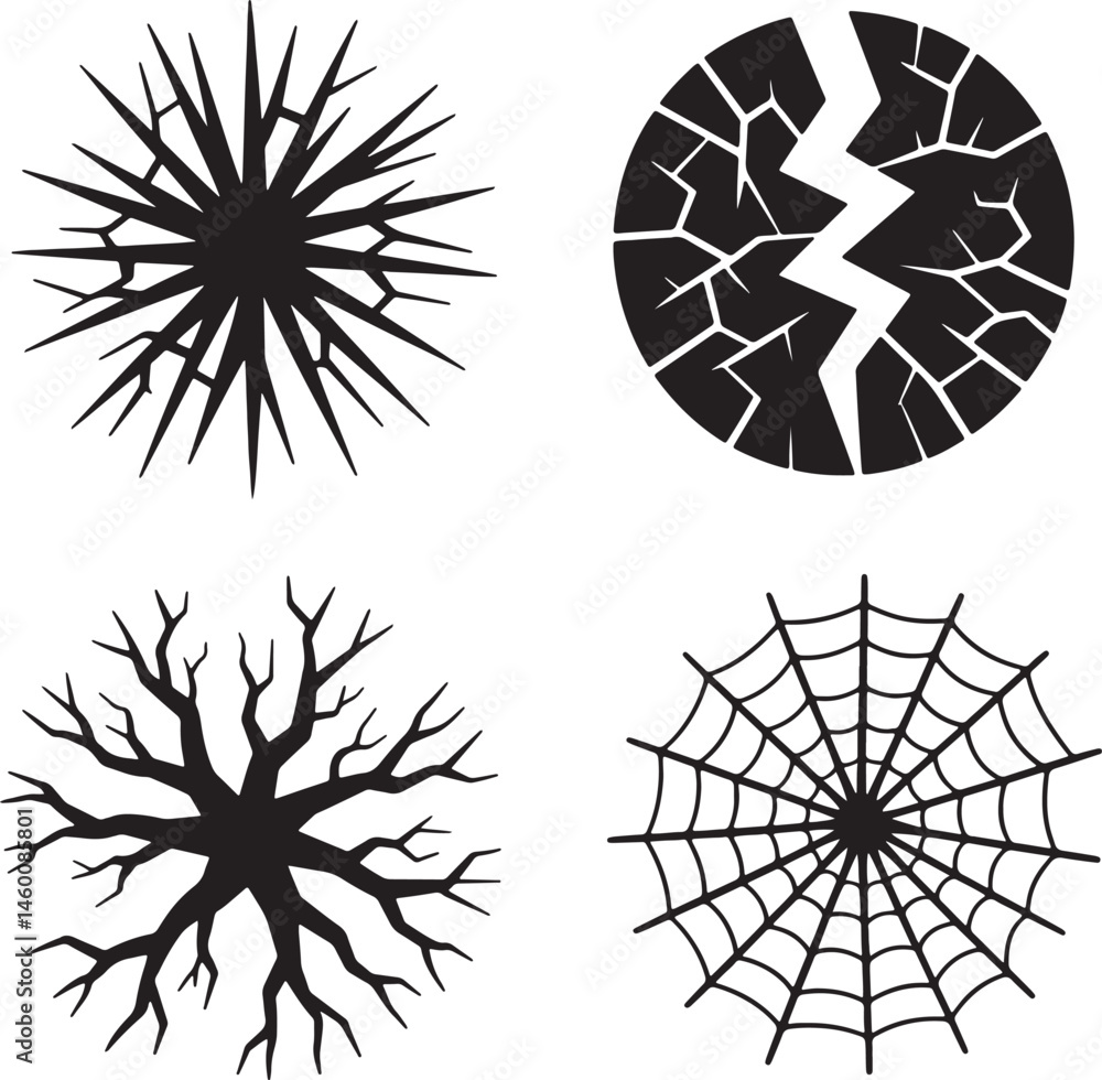 Obraz premium Crack silhouette set vector illustration isolated On Transparent Background