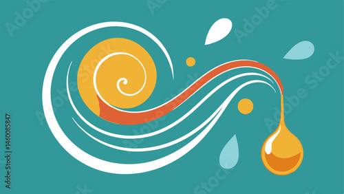 Infusion Concept An abstract swirling illustration depicting the infusion of exosomes into facial oil illustrated with innovative lines and dynamic flow.