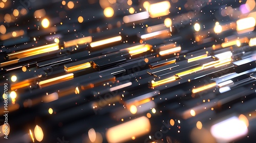 Abstract Glowing Metal Texture with Golden Highlights