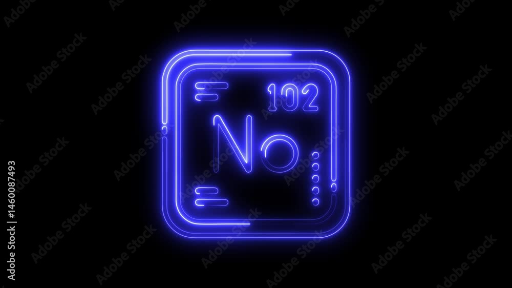 Nobelium element symbol periodic table neon style isolated on black background Nobelium element symbol periodic table neon style isolated on black background