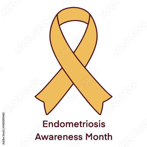 Yellow ribbon as a symbol for Endometriosis Awareness Month supporting health education, raising public awareness, encouraging research, fighting pain, and promoting treatment for women's health issue