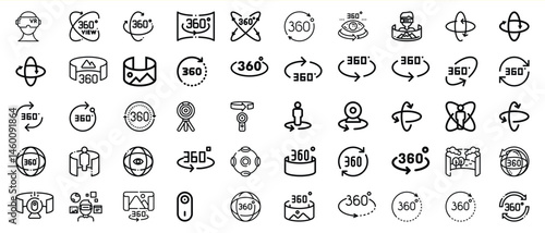 Collection of 360 degree view icons and symbols
