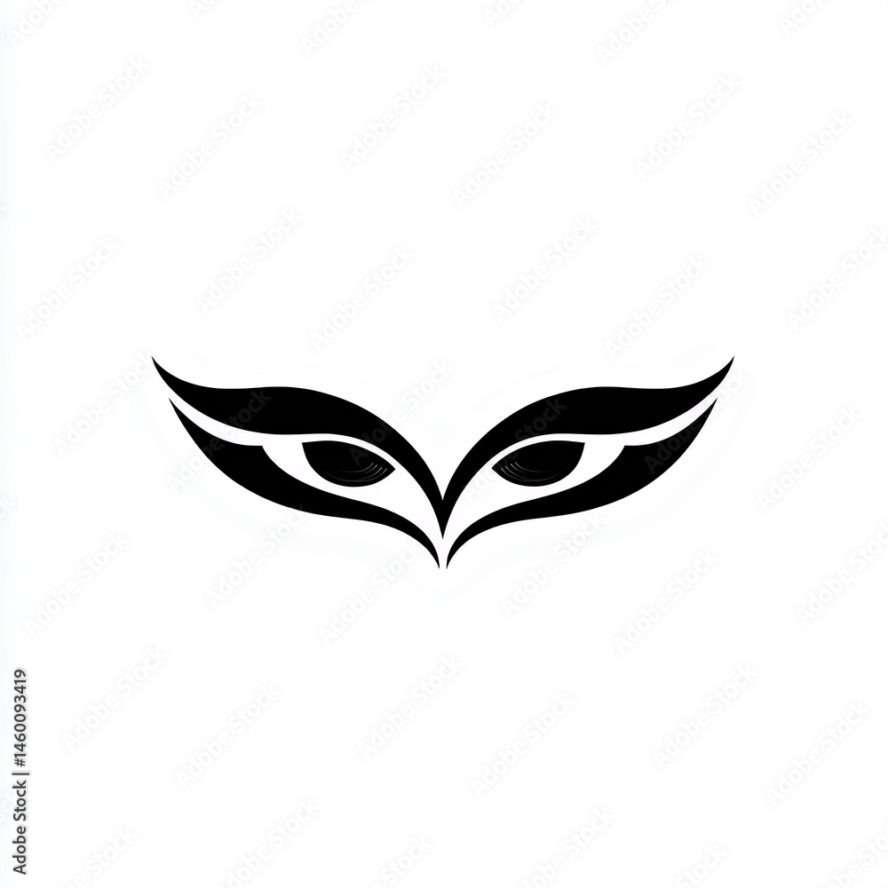 Obraz premium Stylish black and white eye logo design with artistic flair, ideal for branding, tattoos, or creative projects.