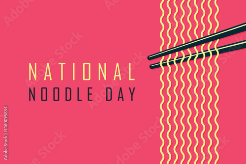 national noodle day minimalistic poster flat vector illustration with noodles and chopsticks.