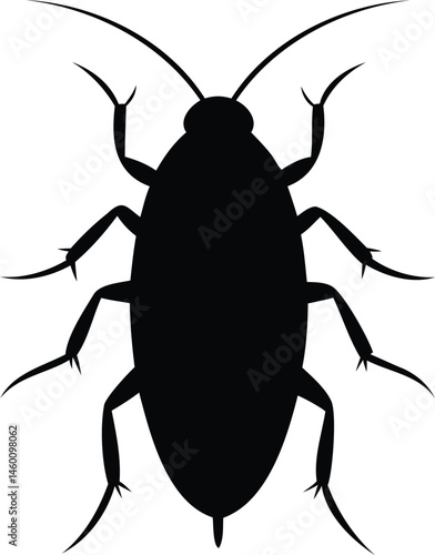 Black Cockroach Silhouette Pest Control Insect Illustration