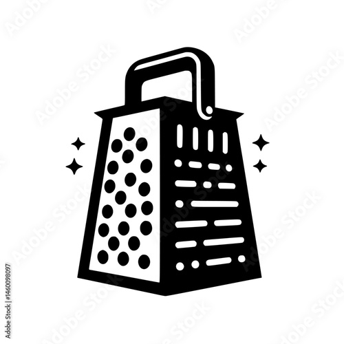 Shiny Grater Silhouette: Minimalist Kitchen Illustration