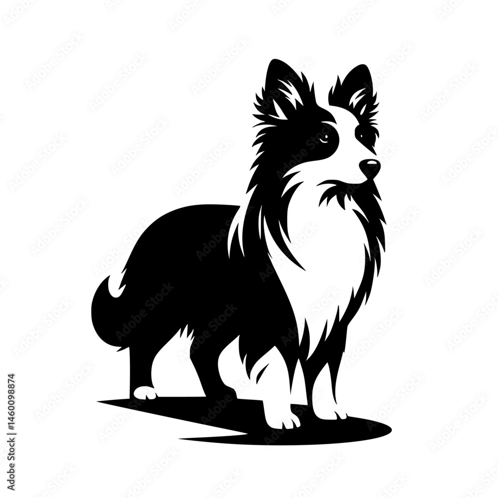 Obraz premium Elegant Black and White Border Collie Illustration