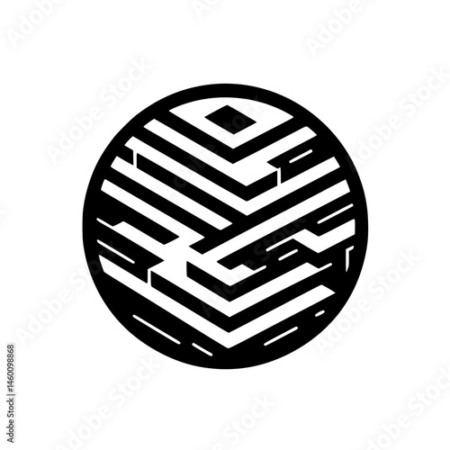 Abstract Black & White Maze: Geometric Puzzle Graphic