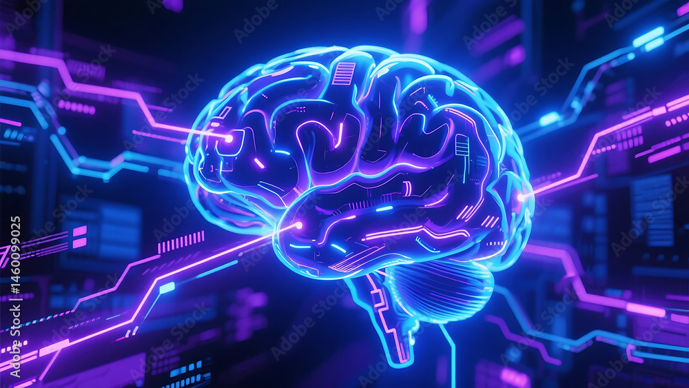 a glowing human brain composed of circuit patterns, symbolizing ai and neural networks. machine learning or deep tech, abstract vibrant color, advanced artificial intelligence ai technology concept a glowing human brain composed of circuit patterns, symbolizing ai and neural networks. machine learning or deep tech, abstract vibrant color, advanced artificial intelligence ai technology concept