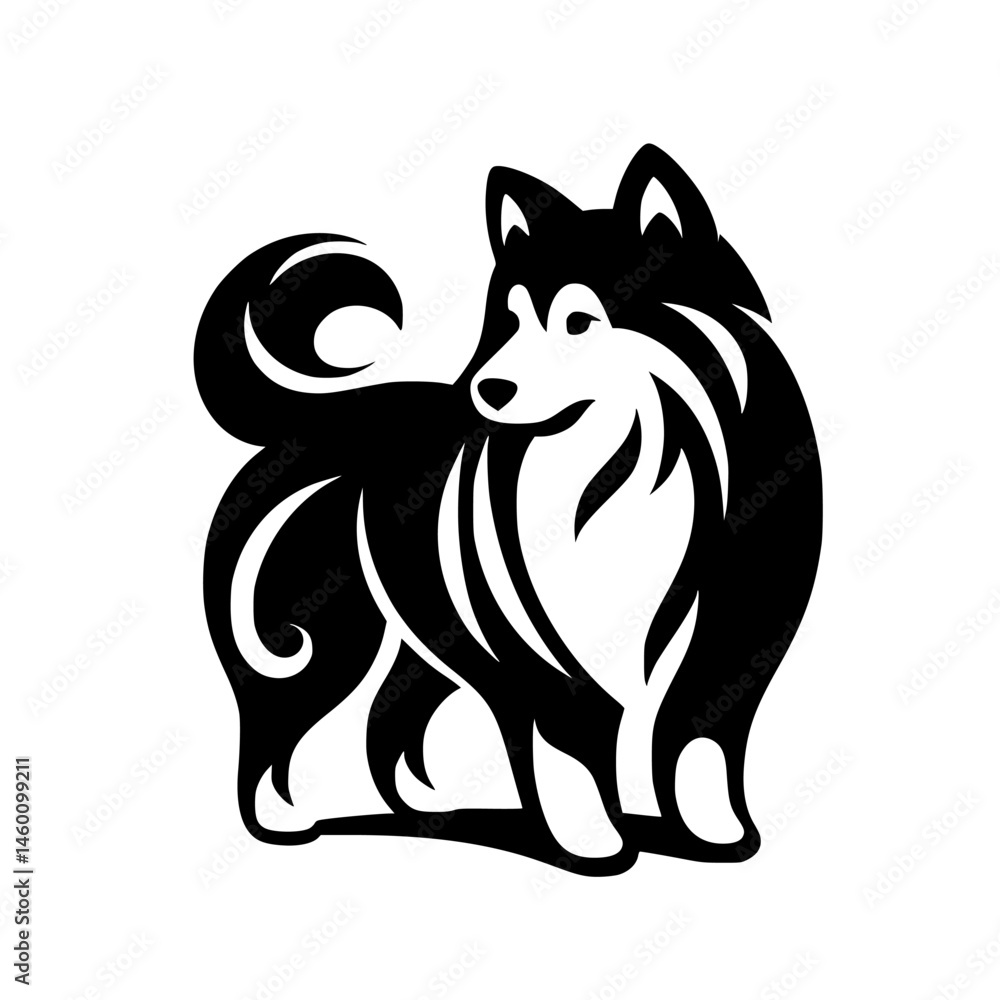 Obraz premium Elegant Black and White Dog Illustration - Vector Design