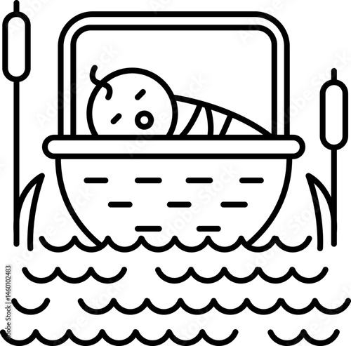 Moses basket illustration on a white background     