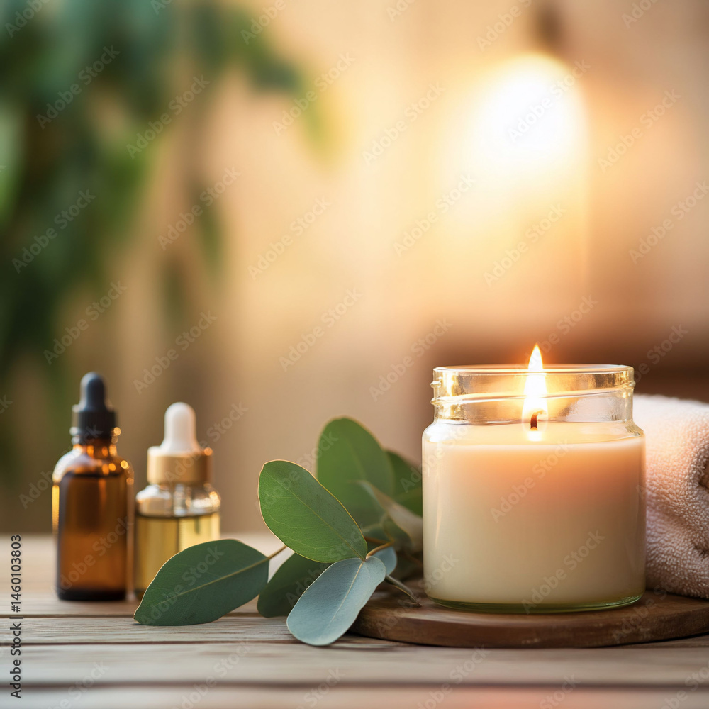 Aromatherapy candle and essential oils for relaxation and wellness Aromatherapy candle and essential oils for relaxation and wellness