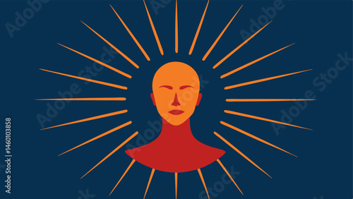 Glowing Face Silhouette Create a silhouette of a face with radiating lines around it to symbolize the overall brightening effect of rejuvenation technologies.