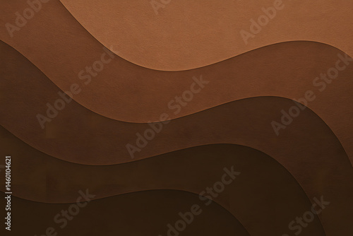 Digital abstract background with flowing curves in warm brown shades and subtle paper-like texture. Ideal for branding, editorial content, presentations, or sustainable product visuals with a handcraf