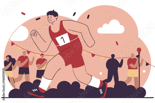 Energetic sprint race illustration with runners at full speed, showcasing competition and athletic movement