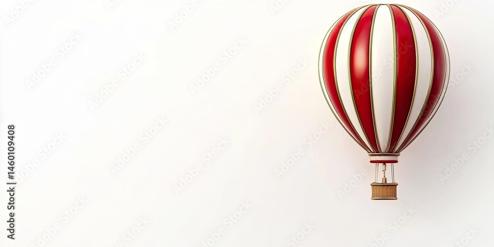 Obraz premium Red Stripe Hot Air Balloon on White Dream with Adventure, and Travel.