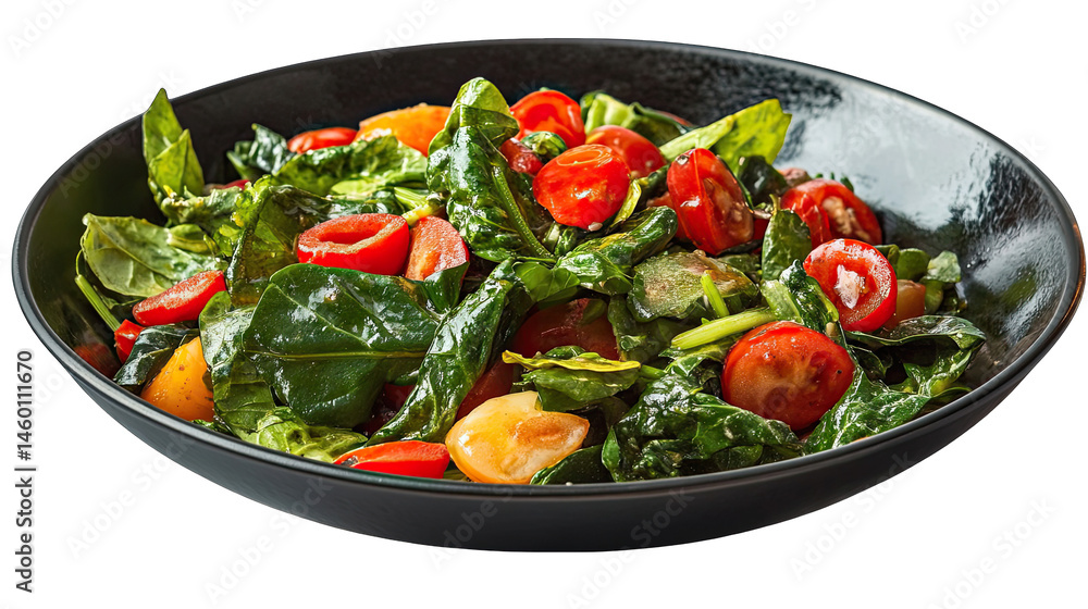 Delicious Spinach and Tomato Salad Recipe isolated on transparent background Delicious Spinach and Tomato Salad Recipe isolated on transparent background
