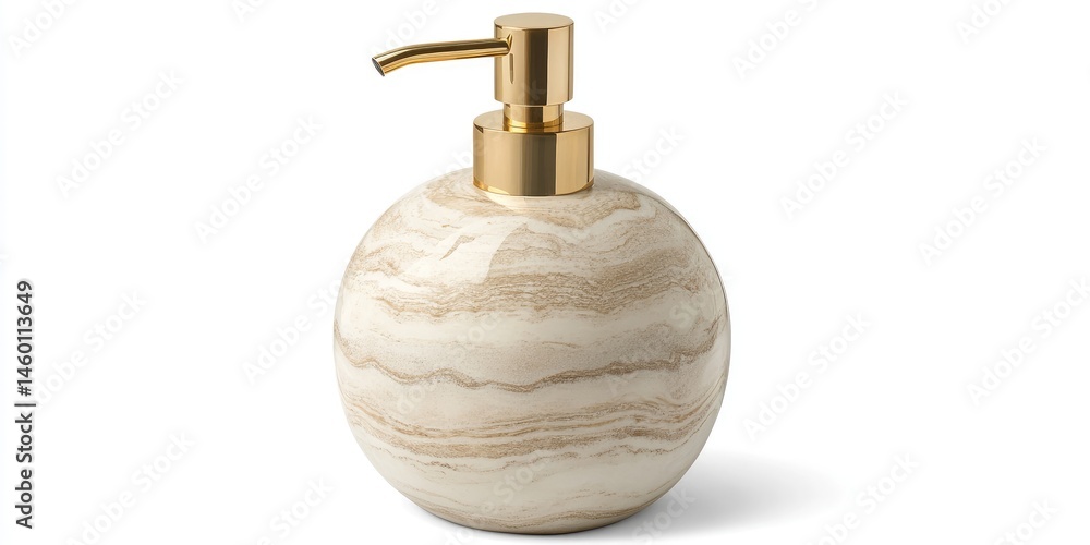 Obraz premium Elegant Marble Soap Dispenser with Gold Pump: Modern Bathroom Accessory for Sophisticated Style