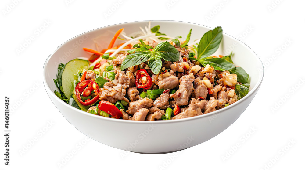 Delicious Spicy Pork Salad Recipe isolated on transparent background Delicious Spicy Pork Salad Recipe isolated on transparent background