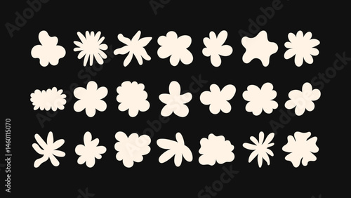 Whimsical vector bundle featuring hand drawn badges, stars, flowers and geometric forms — great for branding projects, product packaging and online posts.