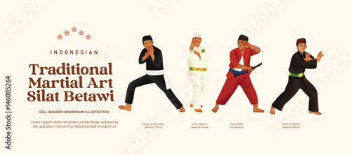 Indonesian Traditional Martial Art betawi cellshaded illustration