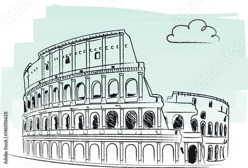 Retro-style vector illustration of the Colosseum in Rome. Perfect for travel posters, educational materials, souvenirs, or vintage-inspired design and historical-themed projects
