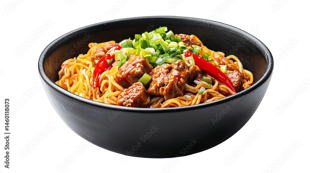 Delicious Beef Noodles Asian Cuisine Recipe isolated on transparent background Delicious Beef Noodles Asian Cuisine Recipe isolated on transparent background