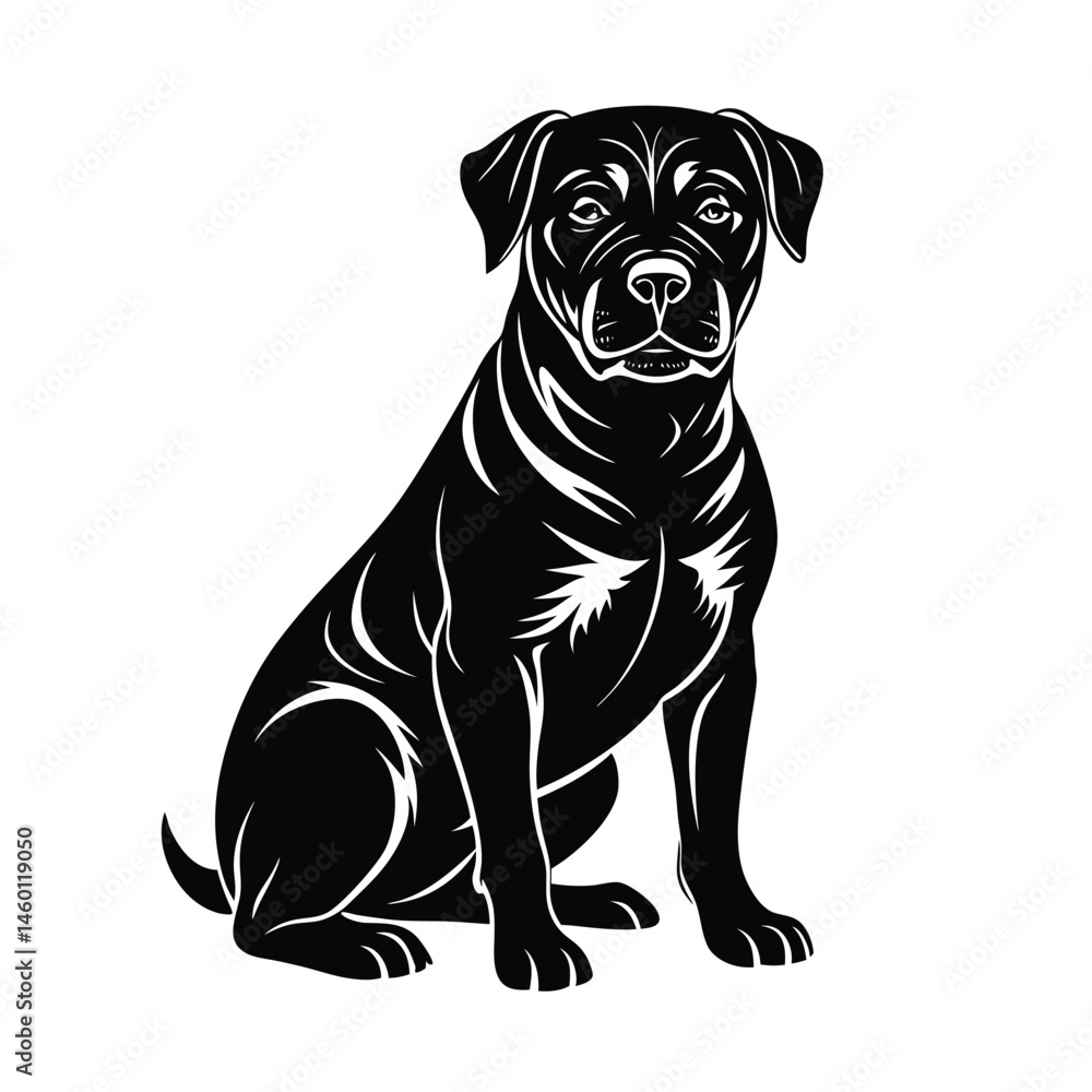 Obraz premium a clean black rottweiler dog sitting vector art silhouette