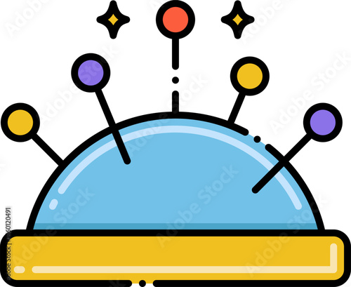 pincushion illustration on a white background     