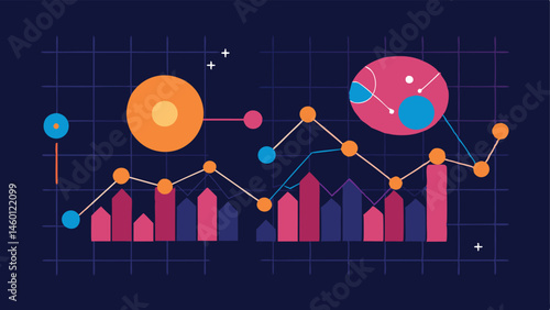 Graphs and Algorithms Showcase an abstract representation of mathematical algorithms overlaid on a background of fluctuating stock market graphs indicating the AIs analytical
