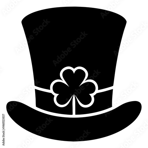 solid black  Hat Vector, Irish Festival Hat Line Art vector illustration