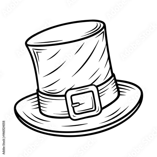 Leprechaun Hat Outline Vector, St. Patrick's Day Hat Illustration

