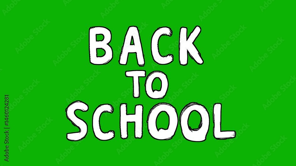 Stop-motion style animation of the phrase “BACK TO SCHOOL” written in bold, hand-drawn letters on a solid background. The text moves with a wobbly, playful motion, creating a fun and energetic feel. S Stop-motion style animation of the phrase “BACK TO SCHOOL” written in bold, hand-drawn letters on a solid background. The text moves with a wobbly, playful motion, creating a fun and energetic feel. S