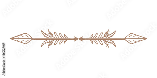 Decorative arrow divider with tribal style in brown