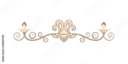 Beige ornamental candle holder in vintage decorative style