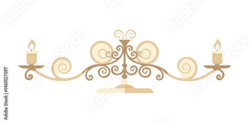Vintage candle holder with ornamental scroll and symmetry