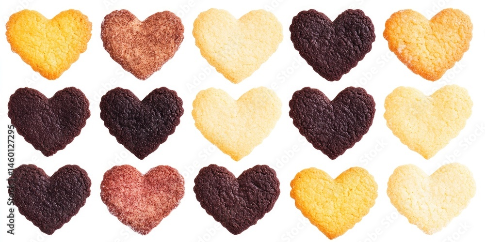 Fototapeta premium Assorted Heart-Shaped Cookies: A Delightful Collection of Sweet Treats for Valentine's Day or Any Occasion