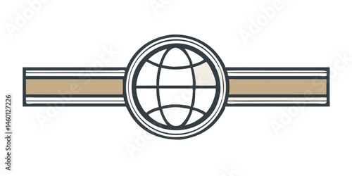 Gray outlined globe with symmetrical horizontal bar