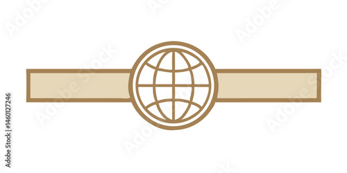 Globe symbol inside rectangle with horizontal lines