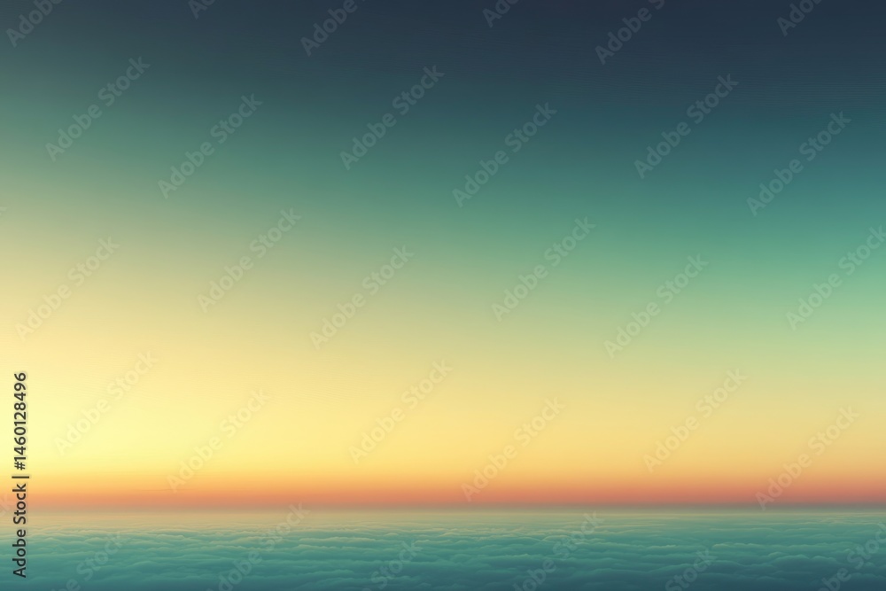 Naklejka premium A tranquil, hazy sunset over a sea of clouds.
