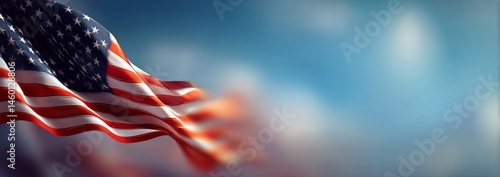 Waving American Flag Against a Clear Blue Sky During Daylight Hours